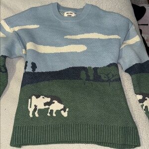 Aelfric Eden Blue and Green Pastoral Crewneck Sweater